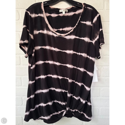 Top Short Sleeve Basic By Nine Britton In Black & Pink, Size: Xxl