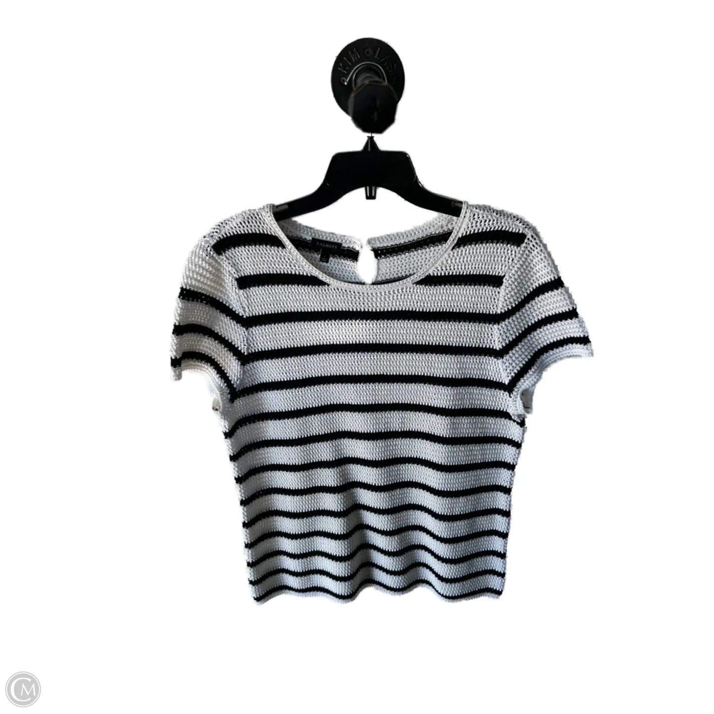 Sweater Short Sleeve By Talbots In Black & White, Size: L