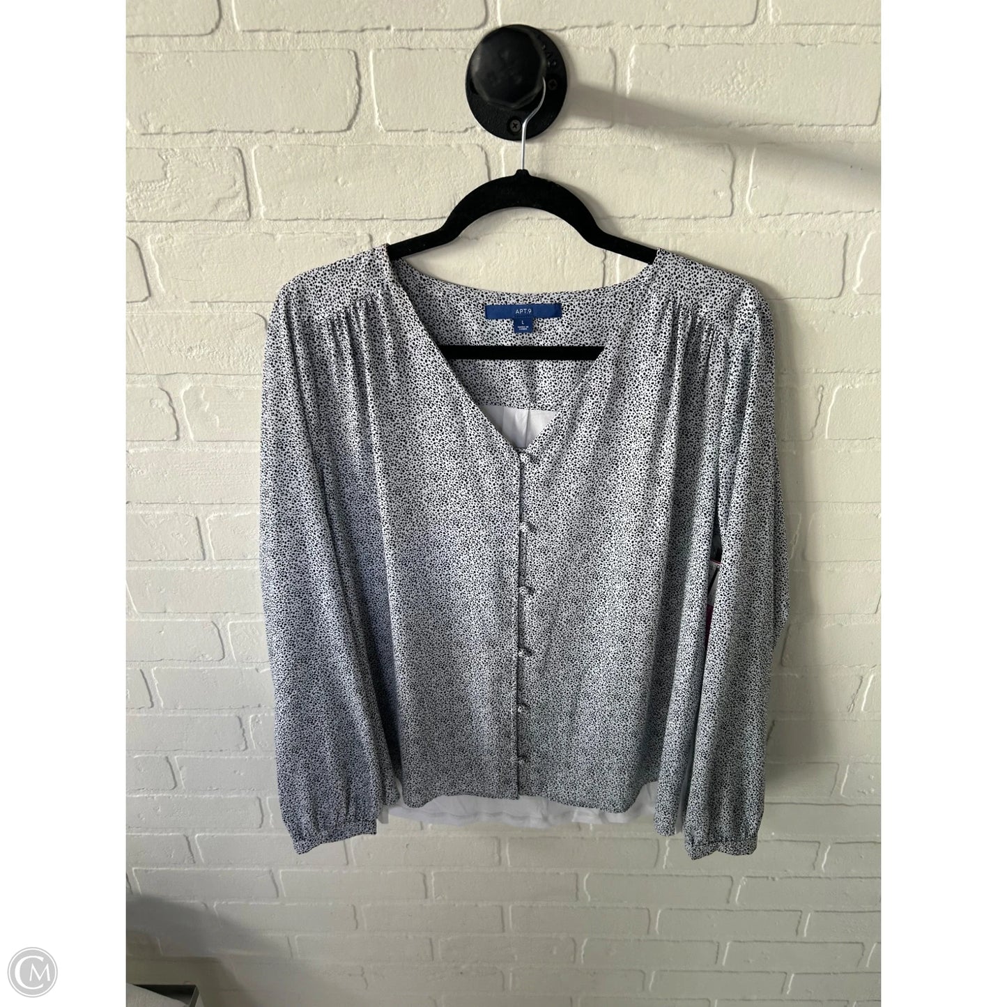 Top Long Sleeve By Apt 9 In Black & White, Size: L