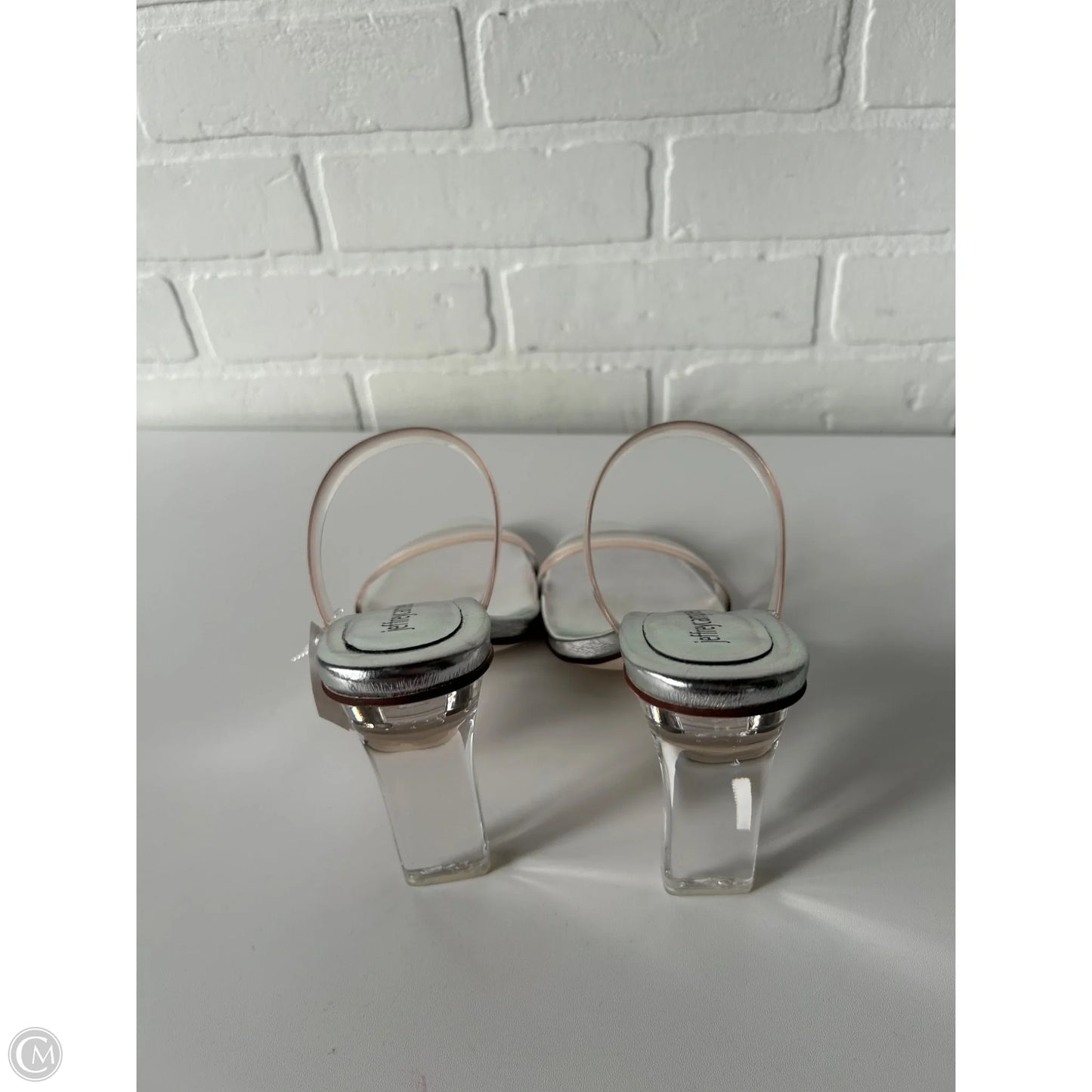 Sandals Heels Block By Jeffrey Campbell In Silver & White, Size: 8.5