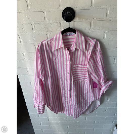 Top Long Sleeve By Aston In Pink & White, Size: S