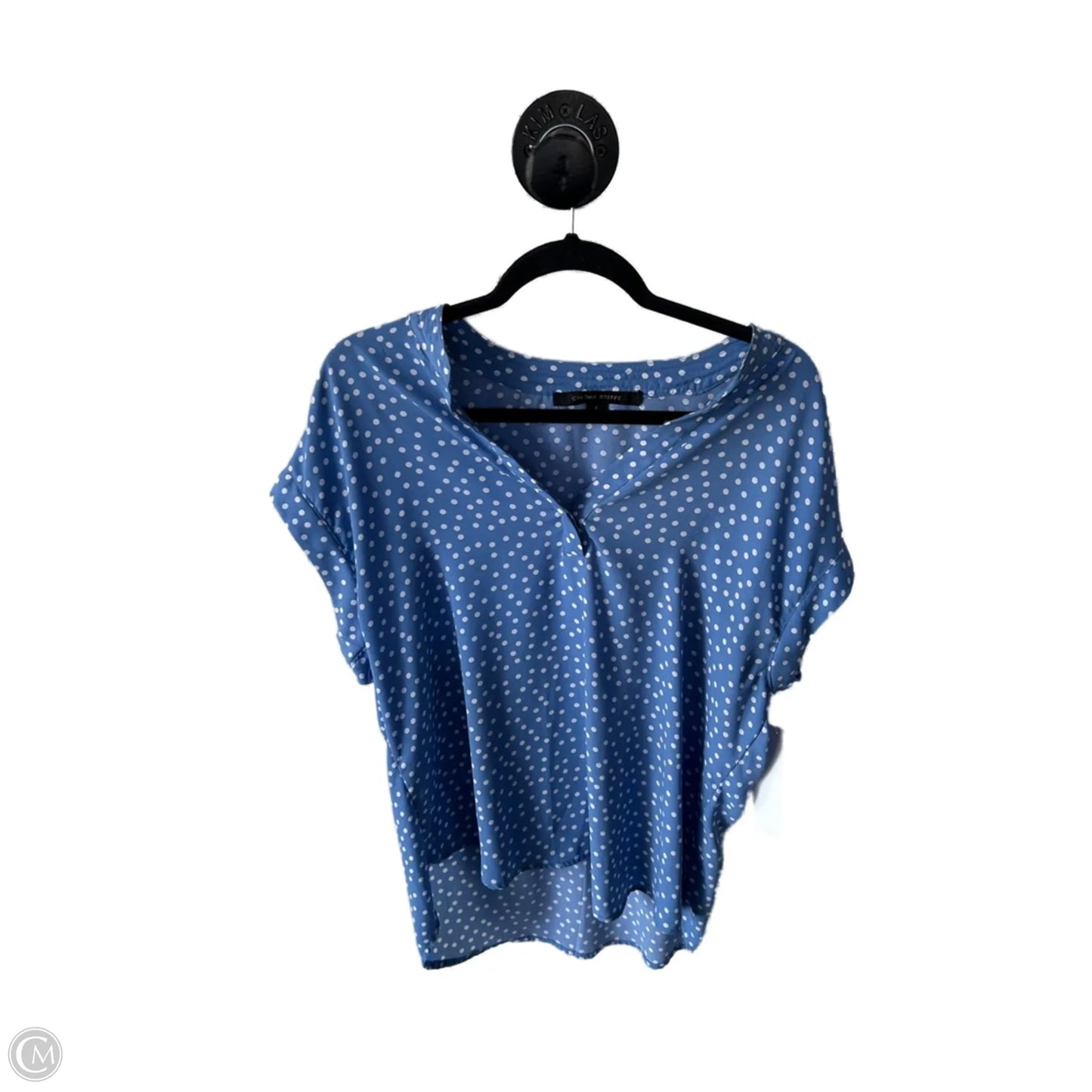 Top Short Sleeve By Cynthia Steffe In Blue & White, Size: L