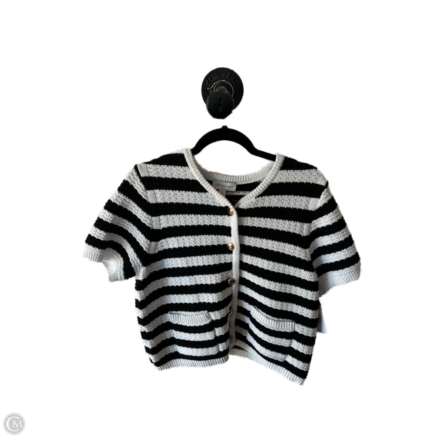 Sweater Short Sleeve By Free Assembly In Black & White, Size: L