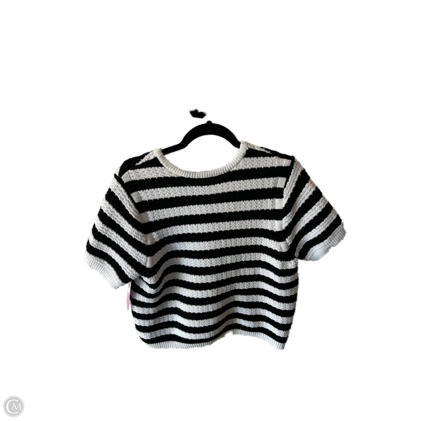 Sweater Short Sleeve By Free Assembly In Black & White, Size: L