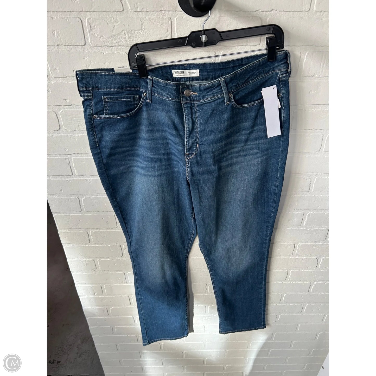 Jeans Straight By Levis Signature In Blue Denim, Size: 20
