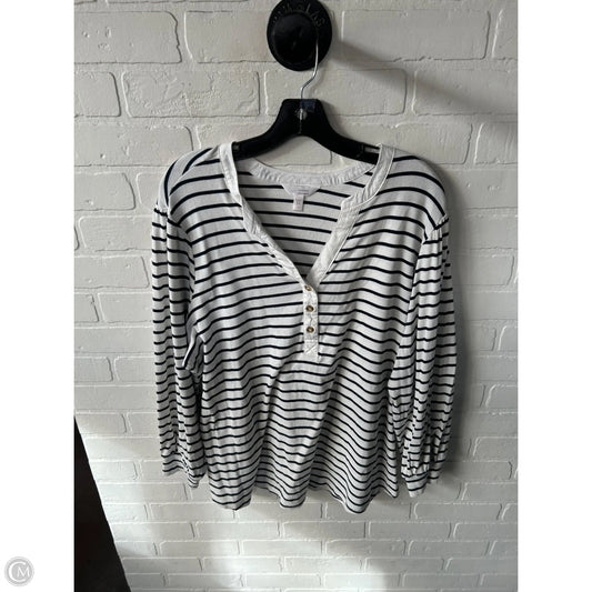 Top Long Sleeve By Lc Lauren Conrad In Blue & White, Size: 3x