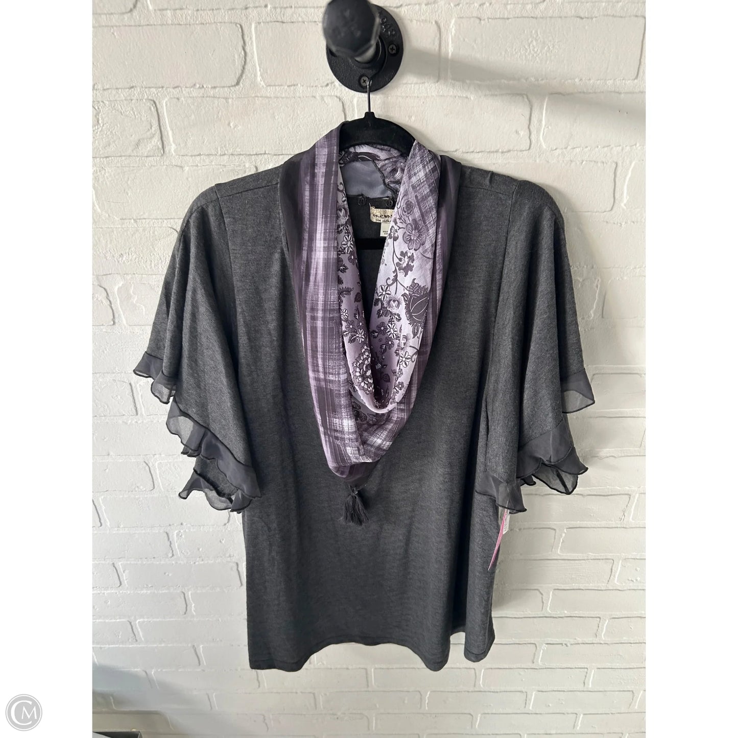 Top Short Sleeve By One World In Grey, Size: 3x