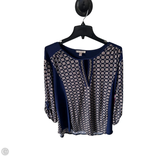 Top Long Sleeve By Roz And Ali In Blue & Tan, Size: Xl