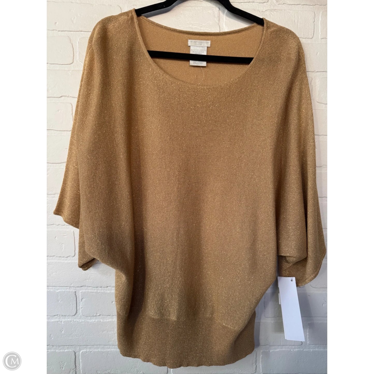 Sweater Short Sleeve By Worthington In Gold, Size: Xlp