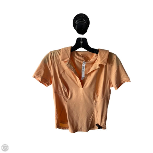 Athletic Top Short Sleeve By Lululemon In Orange, Size: S