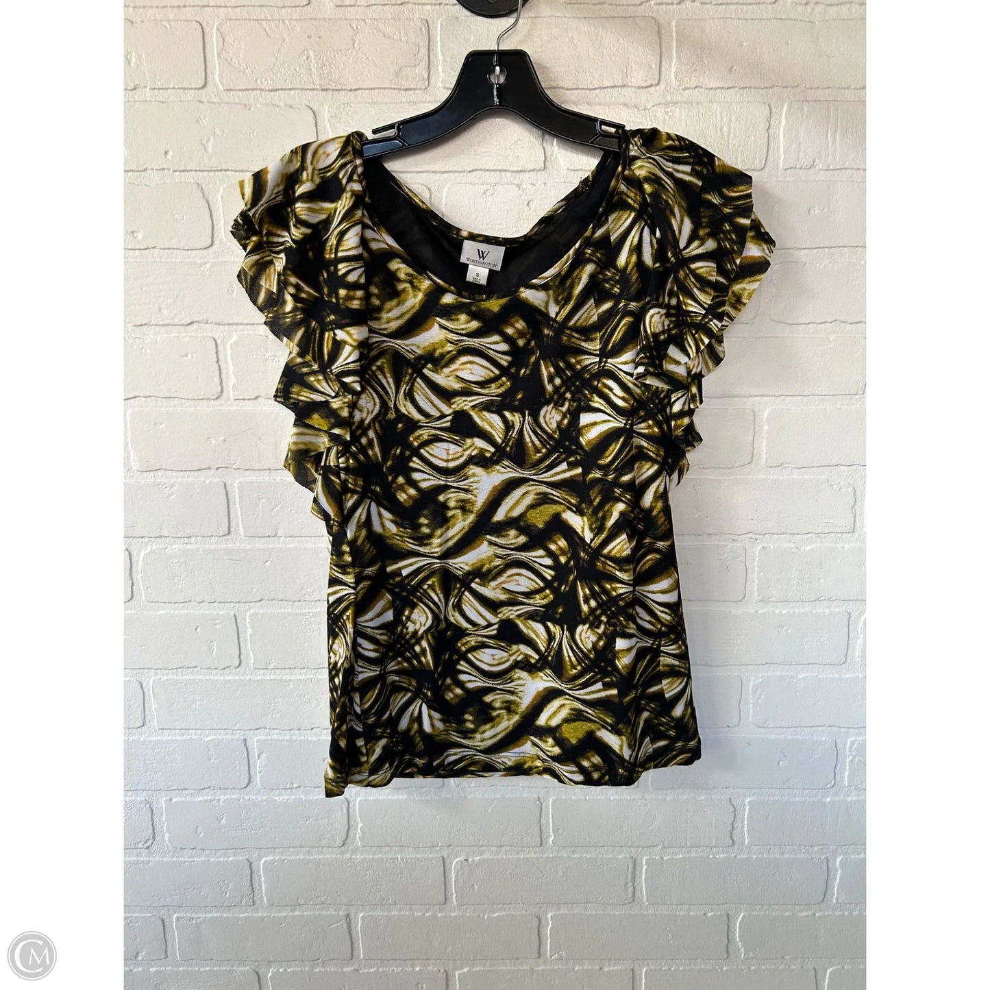 Top Short Sleeve By Worthington In Black & Green, Size: S
