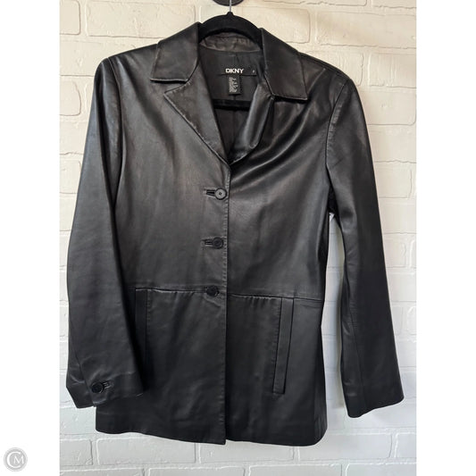 Jacket Moto Leather By Dkny In Black, Size: Xs
