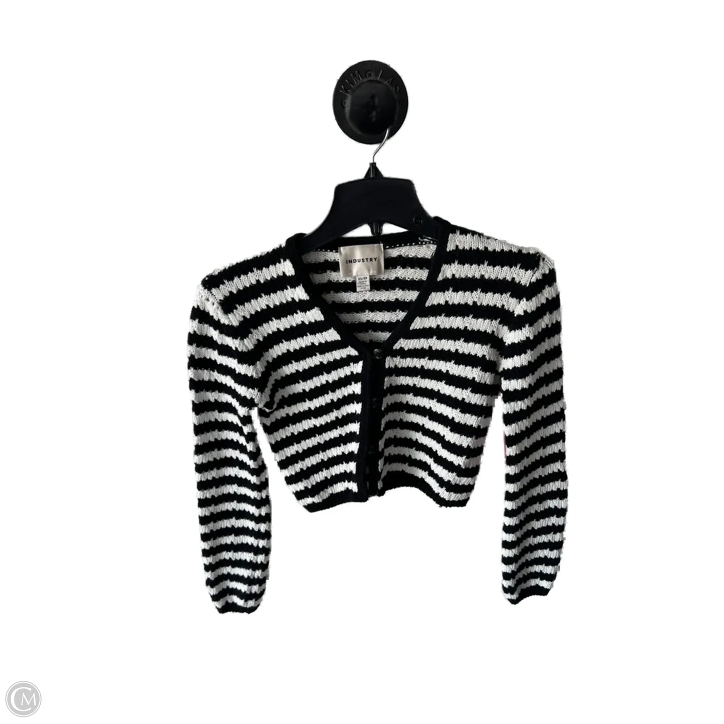 Sweater Cardigan By Industry In Black & White, Size: Xs