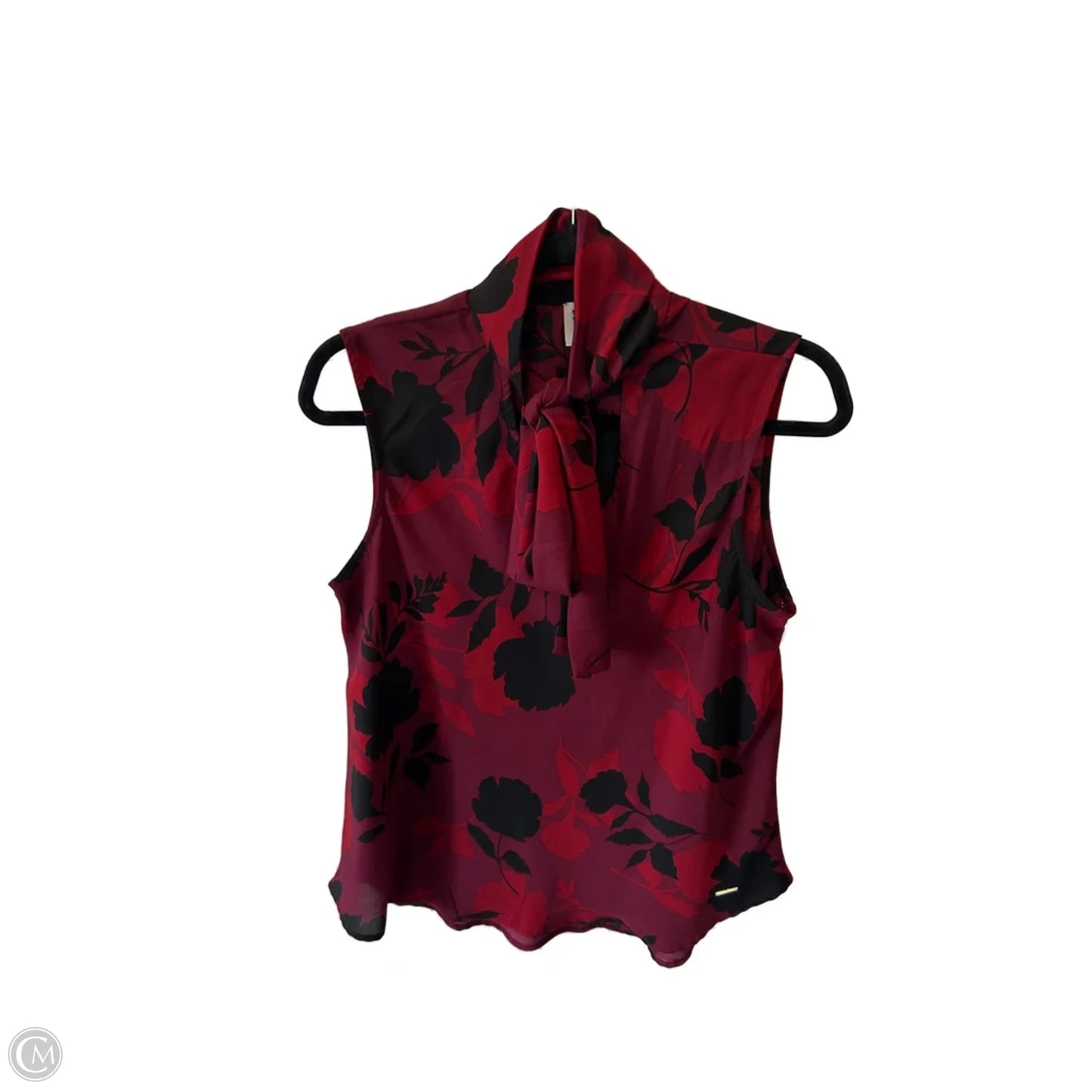 Top Sleeveless By Anne Klein In Black & Red, Size: L
