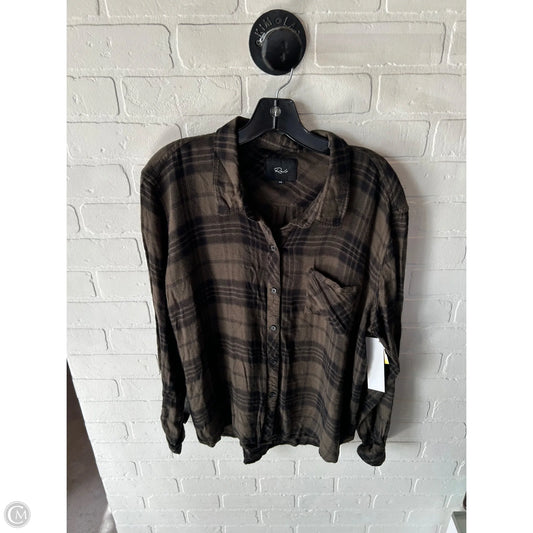 Top Long Sleeve By Rails In Black & Green, Size: Xxl