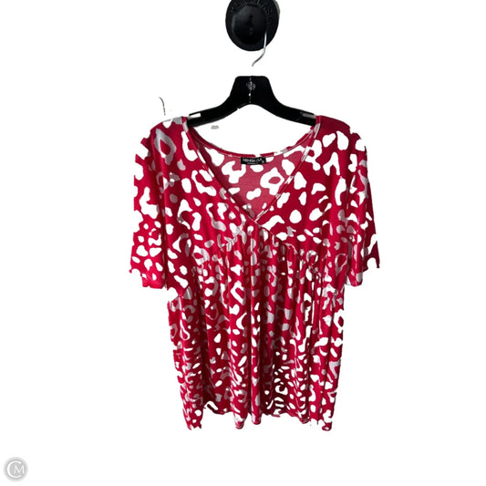Top Short Sleeve By Heimish Usa In Red & White, Size: 3x