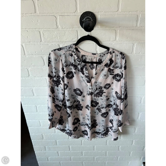 Top 3/4 Sleeve By Eliane Rose In Grey & Pink, Size: M