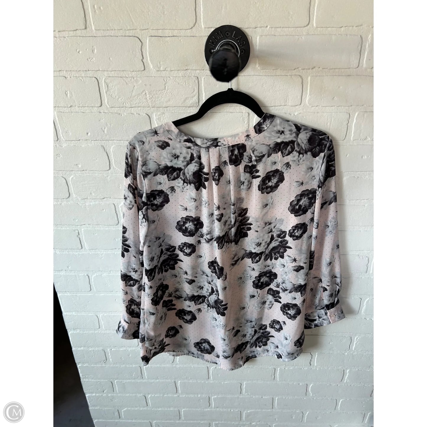 Top 3/4 Sleeve By Eliane Rose In Grey & Pink, Size: M