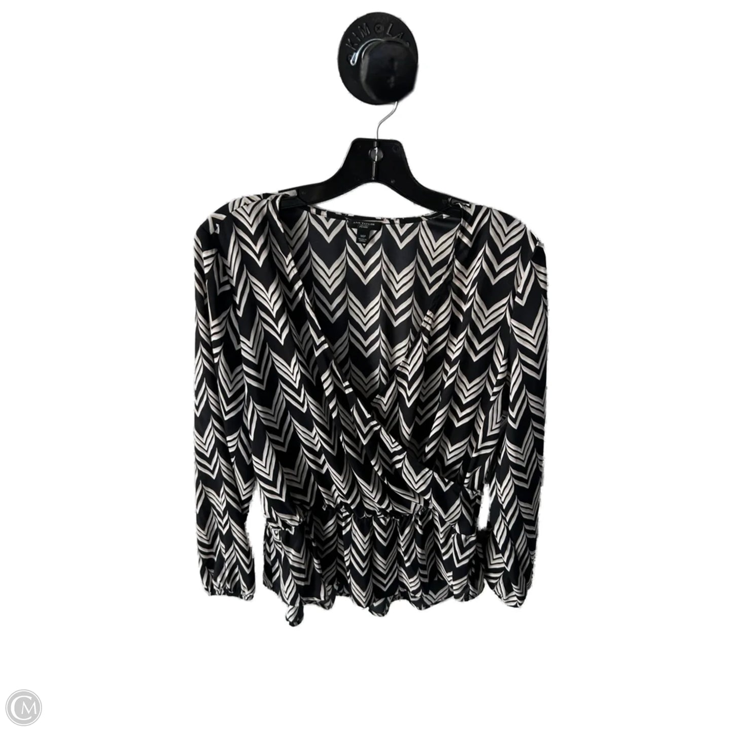 Top Long Sleeve By Ann Taylor In Black & Tan, Size: Mp