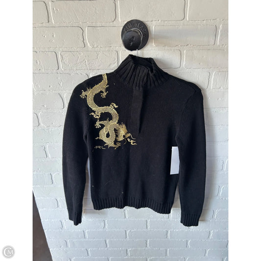 Sweater By Lauren By Ralph Lauren In Black & Gold, Size: S