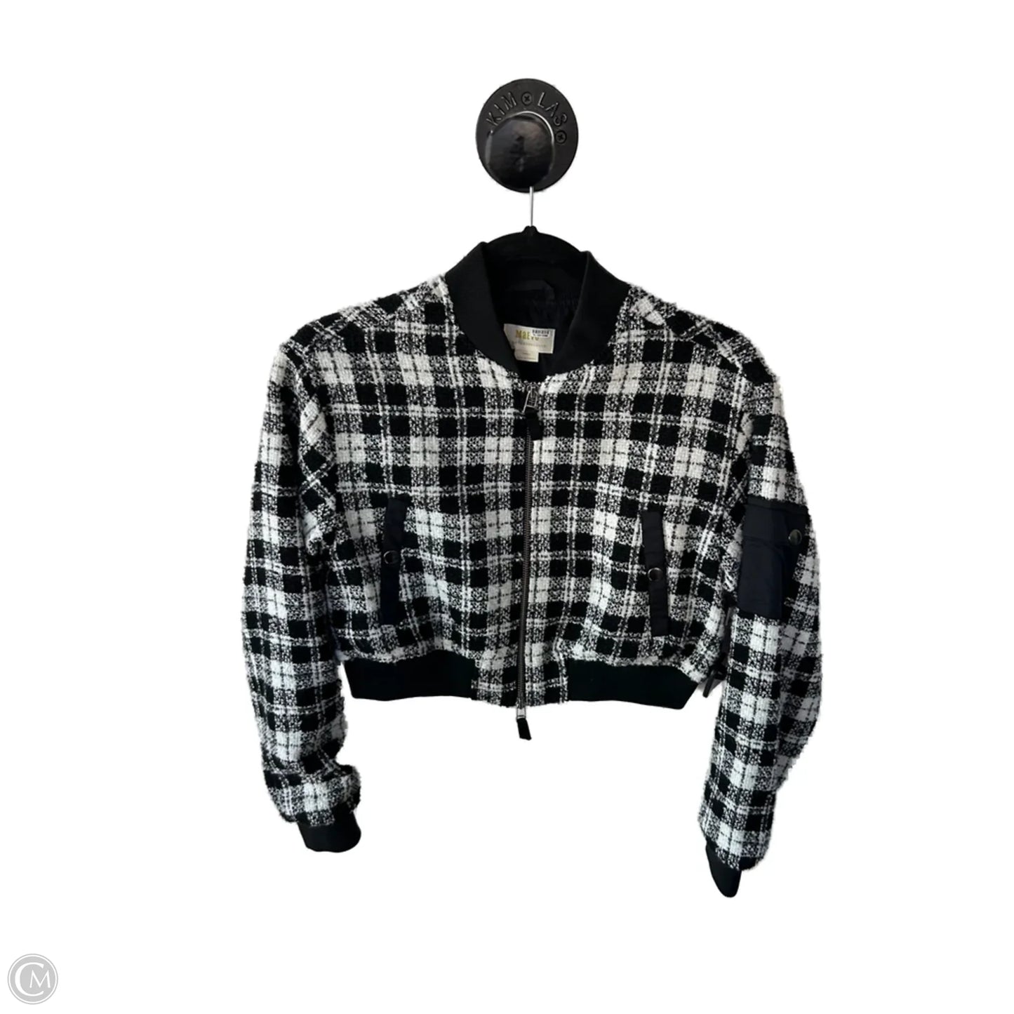 Jacket Moto By Maeve In Black & White, Size: S