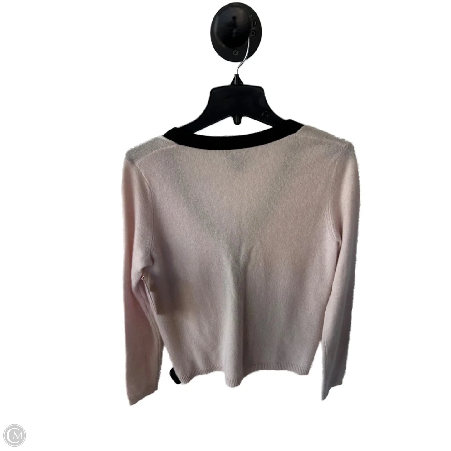 Sweater Cardigan Cashmere By Bloomingdales In Black & Pink, Size: M