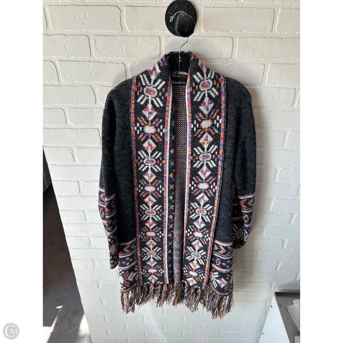 Sweater Cardigan By Clothes Mentor In Grey & Pink, Size: M