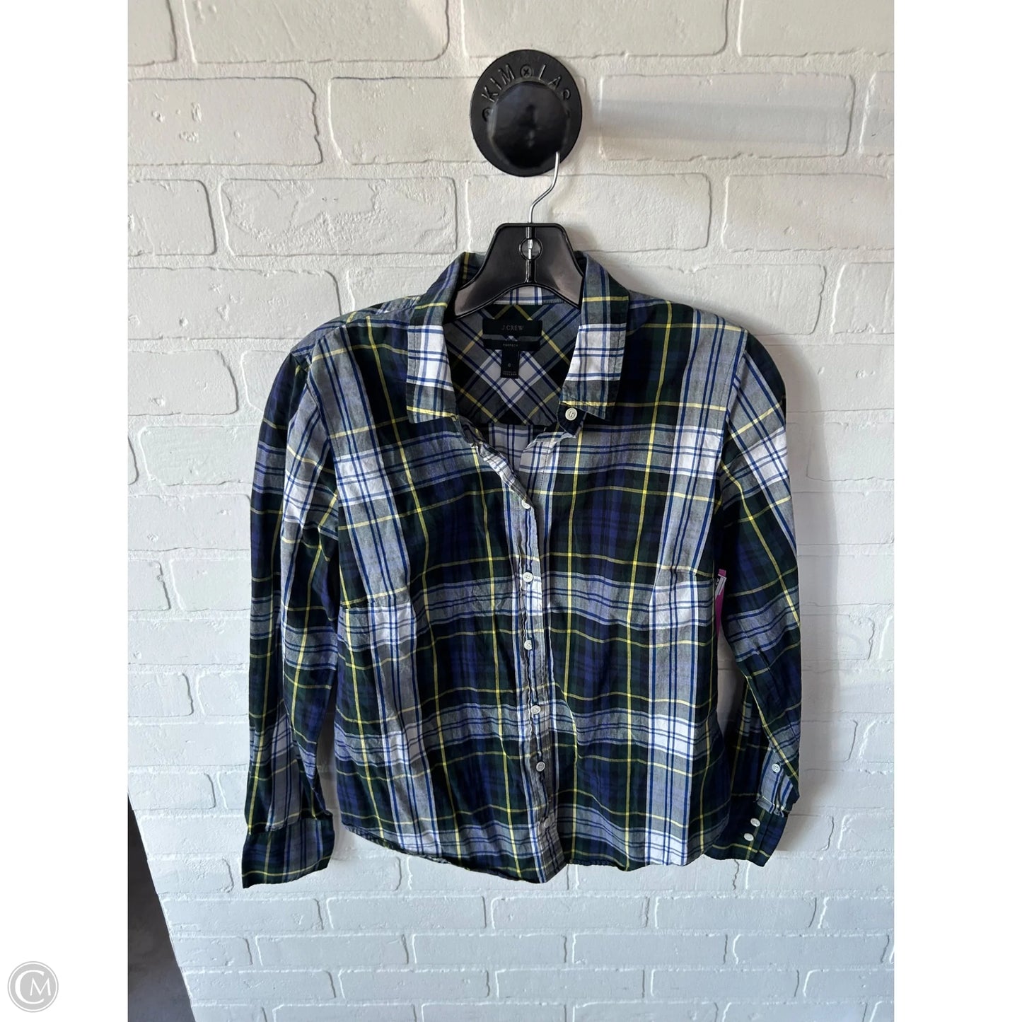 Top Long Sleeve By J. Crew In Blue & Green, Size: S