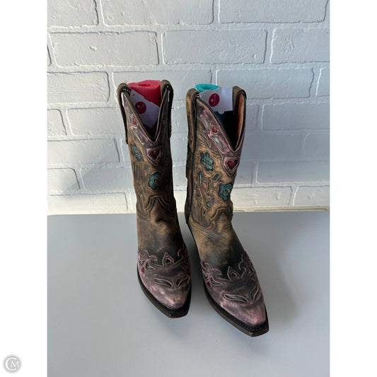 Boots Western By Dan Post In Brown & Pink, Size: 7