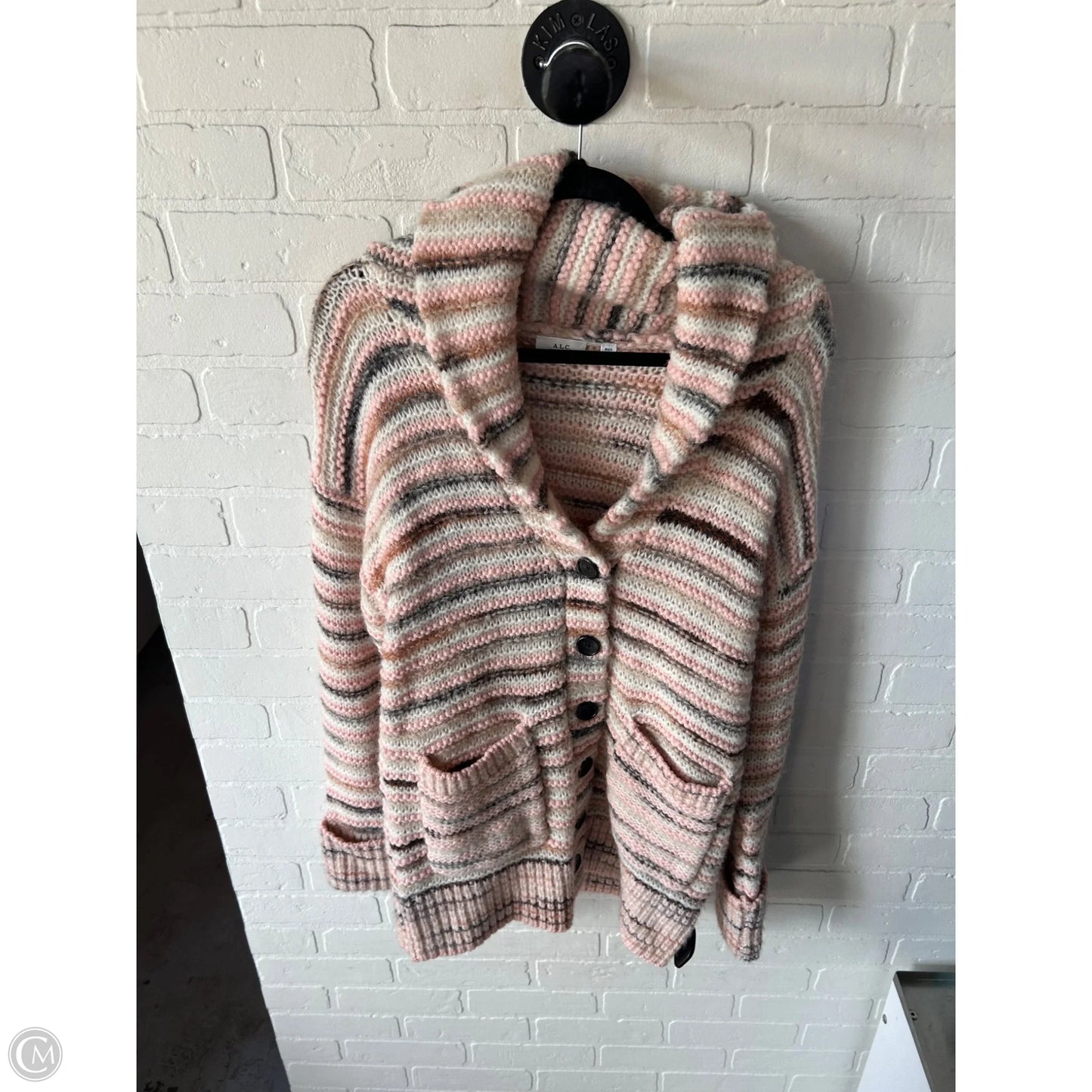Sweater Cardigan By Alc In Pink & White, Size: Xs
