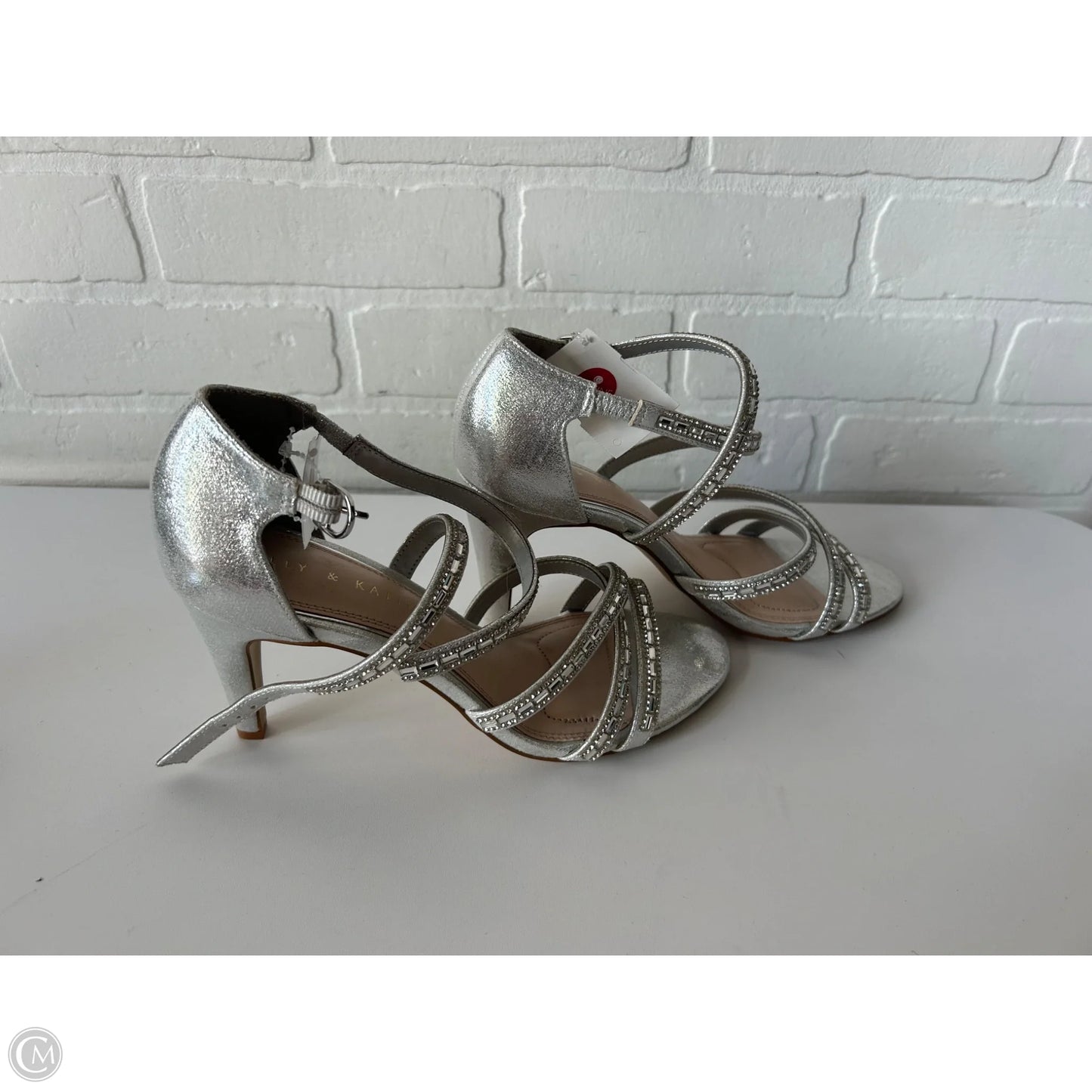 Sandals Heels Stiletto By Kelly And Katie In Silver, Size: 8.5