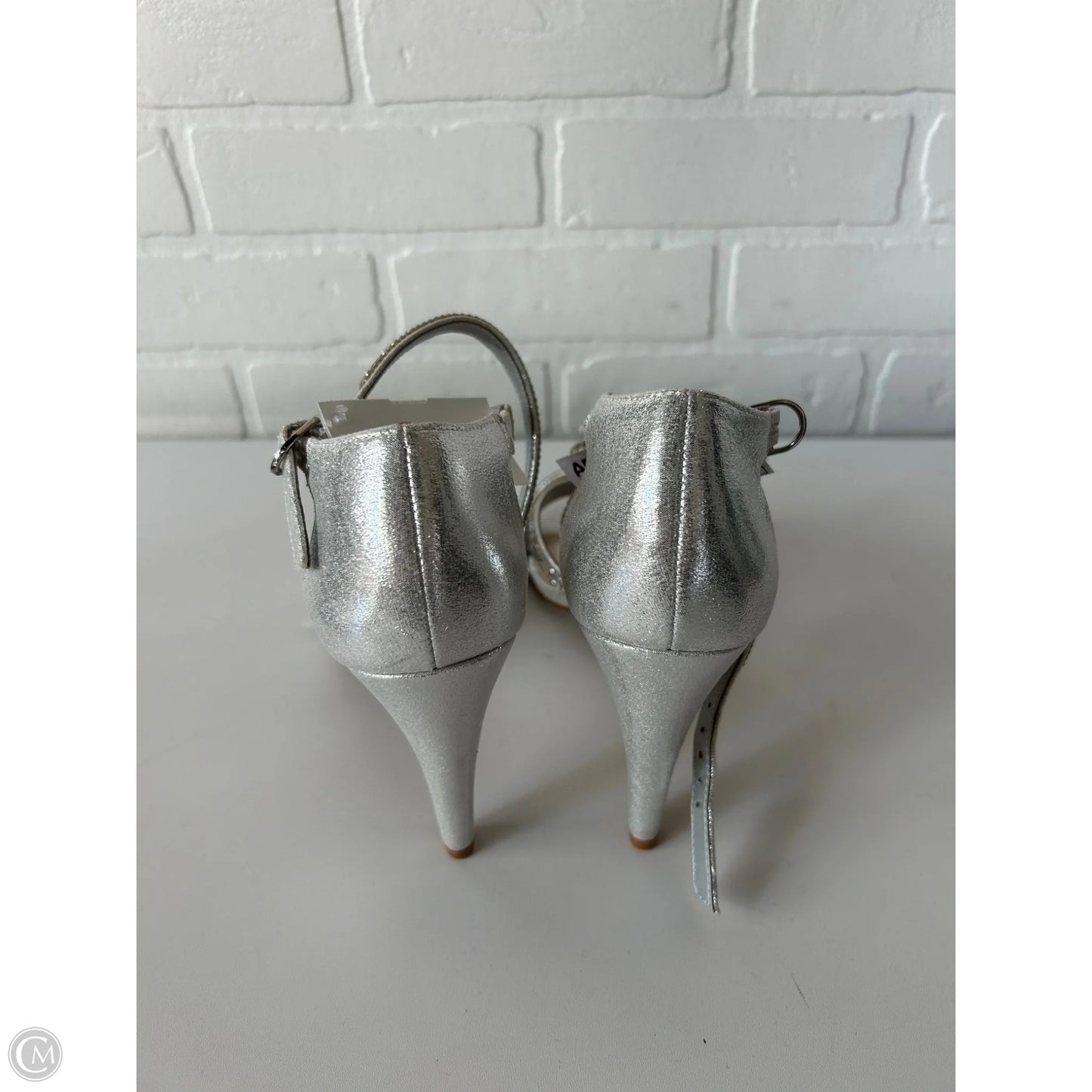 Sandals Heels Stiletto By Kelly And Katie In Silver, Size: 8.5