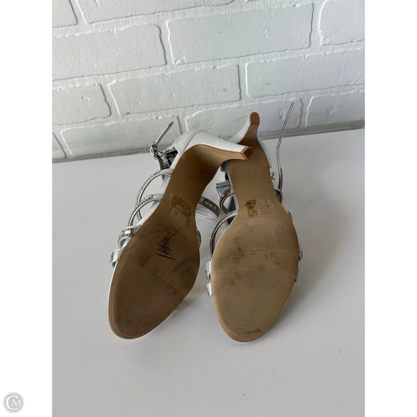 Sandals Heels Stiletto By Kelly And Katie In Silver, Size: 8.5