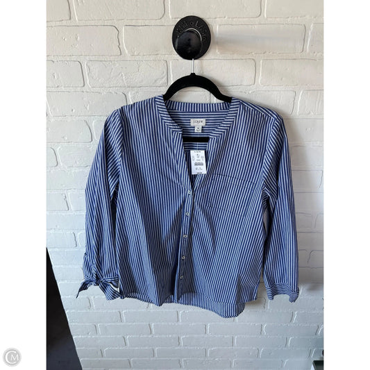Top Long Sleeve By J. Crew In Blue & White, Size: M