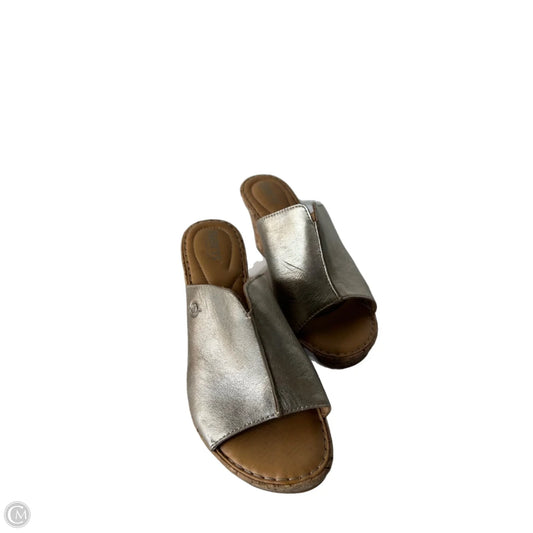 Sandals Heels Wedge By Born In Silver, Size: 8