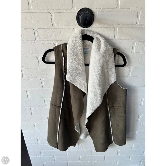 Vest Faux Fur & Sherpa By Susina In Green & White, Size: S