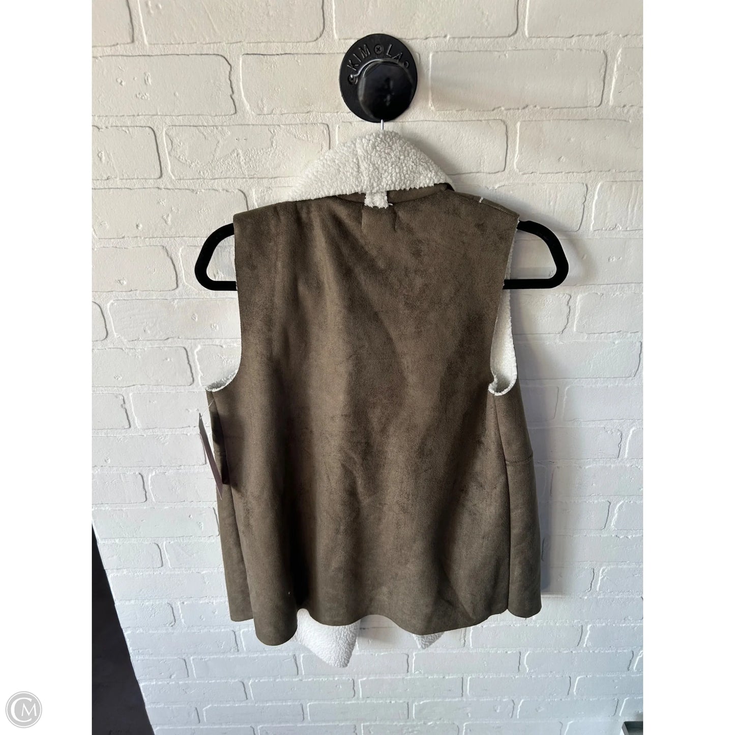 Vest Faux Fur & Sherpa By Susina In Green & White, Size: S