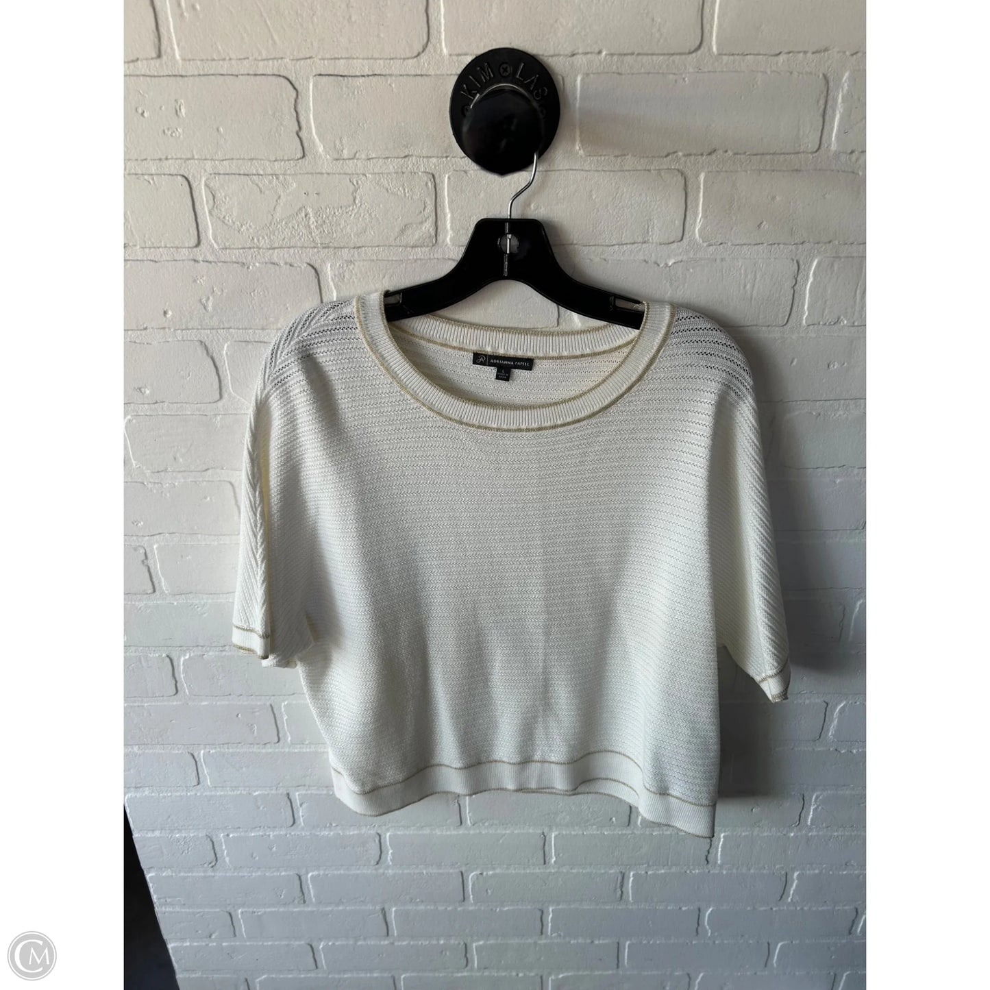 Sweater Short Sleeve By Adrianna Papell In Cream, Size: L