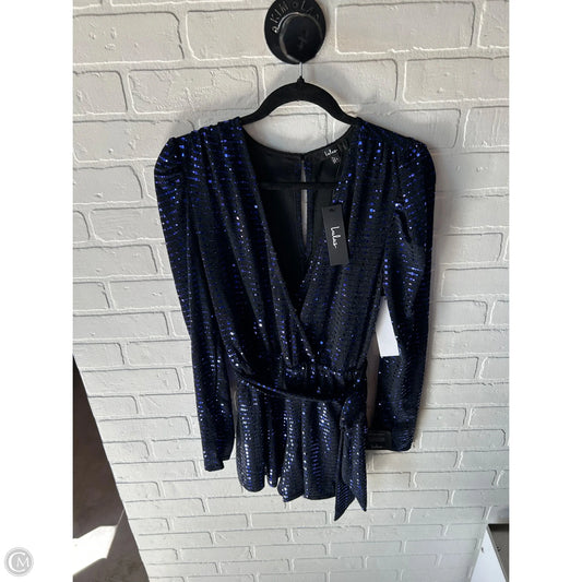 Romper By Lulus In Black & Blue, Size: L