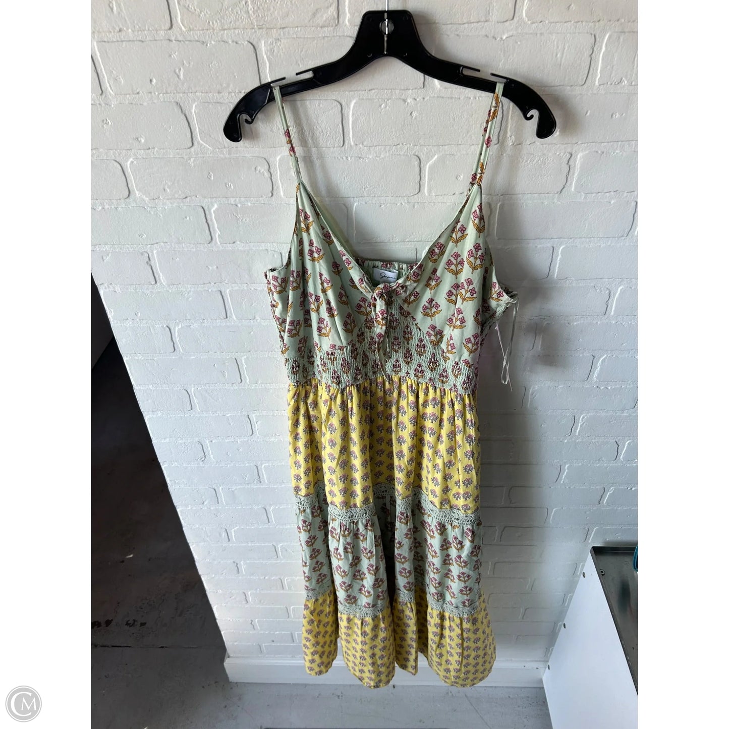 Dress Casual Midi By Japna In Green & Yellow, Size: Xl