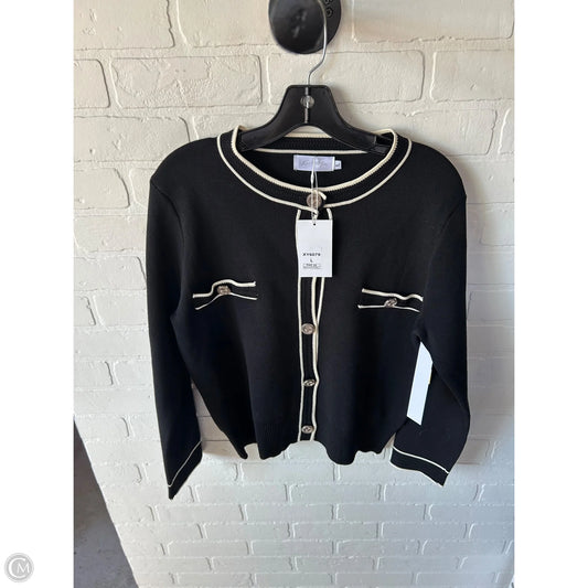 Sweater Cardigan By Clothes Mentor In Black & Cream, Size: L