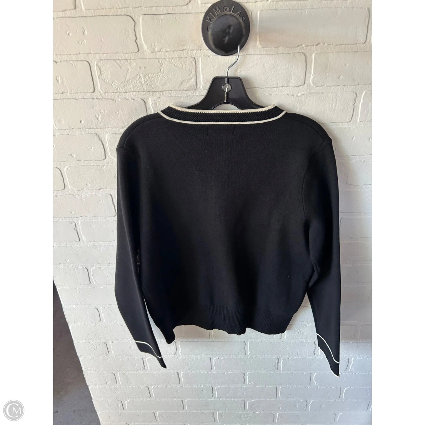 Sweater Cardigan By Clothes Mentor In Black & Cream, Size: L