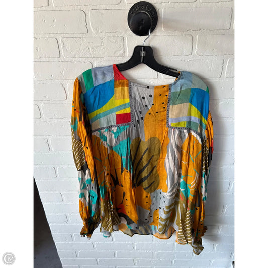 Top Long Sleeve By Blank London In Blue & Orange, Size: 1x
