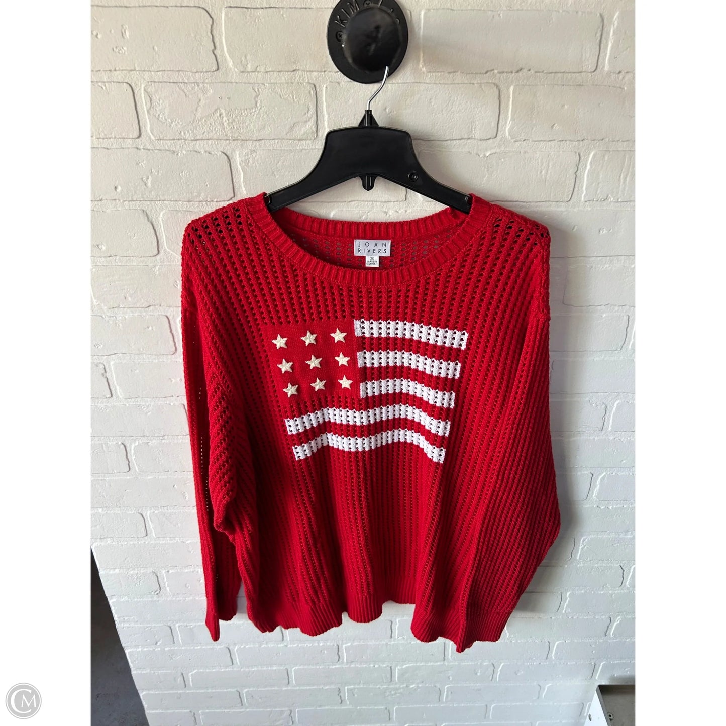 Sweater By Joan Rivers In Red & White, Size: 2x