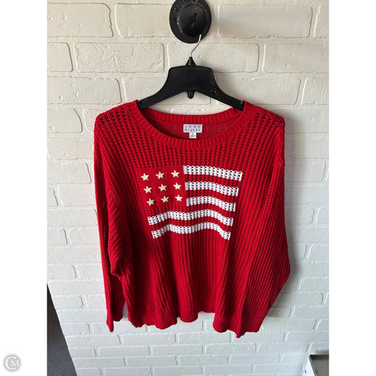 Sweater By Joan Rivers In Red & White, Size: 2x