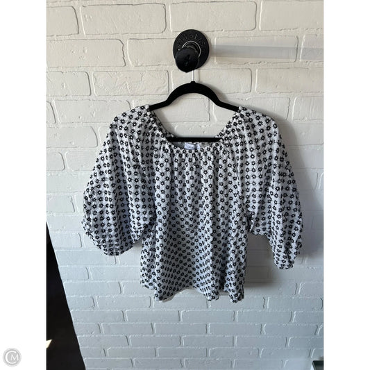 Top 3/4 Sleeve By Calvin Klein In Black & White, Size: S