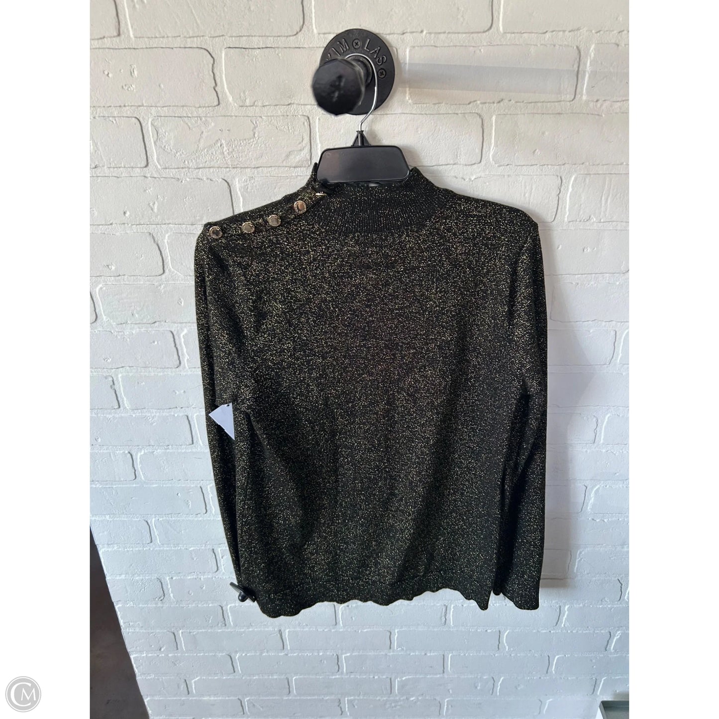Sweater By Calvin Klein In Black & Gold, Size: M