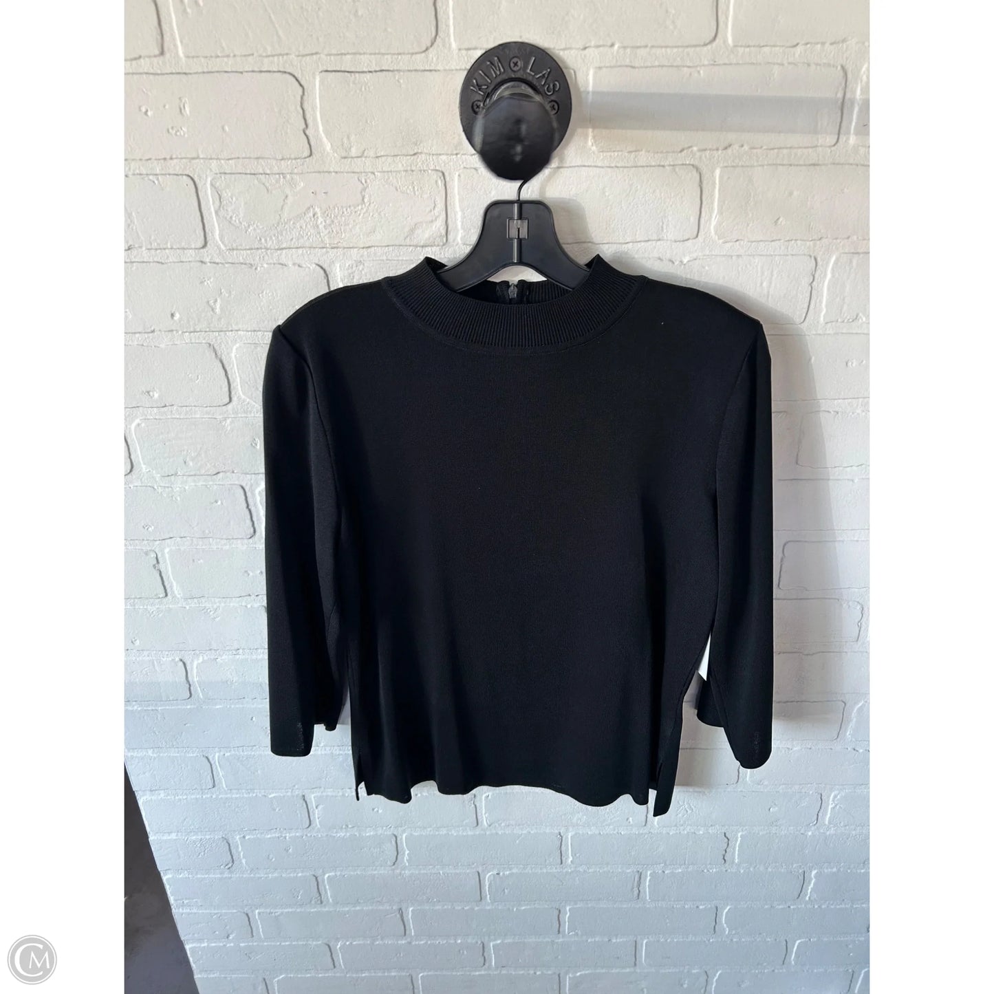 Top 3/4 Sleeve Basic By Ming Wang In Black, Size: M