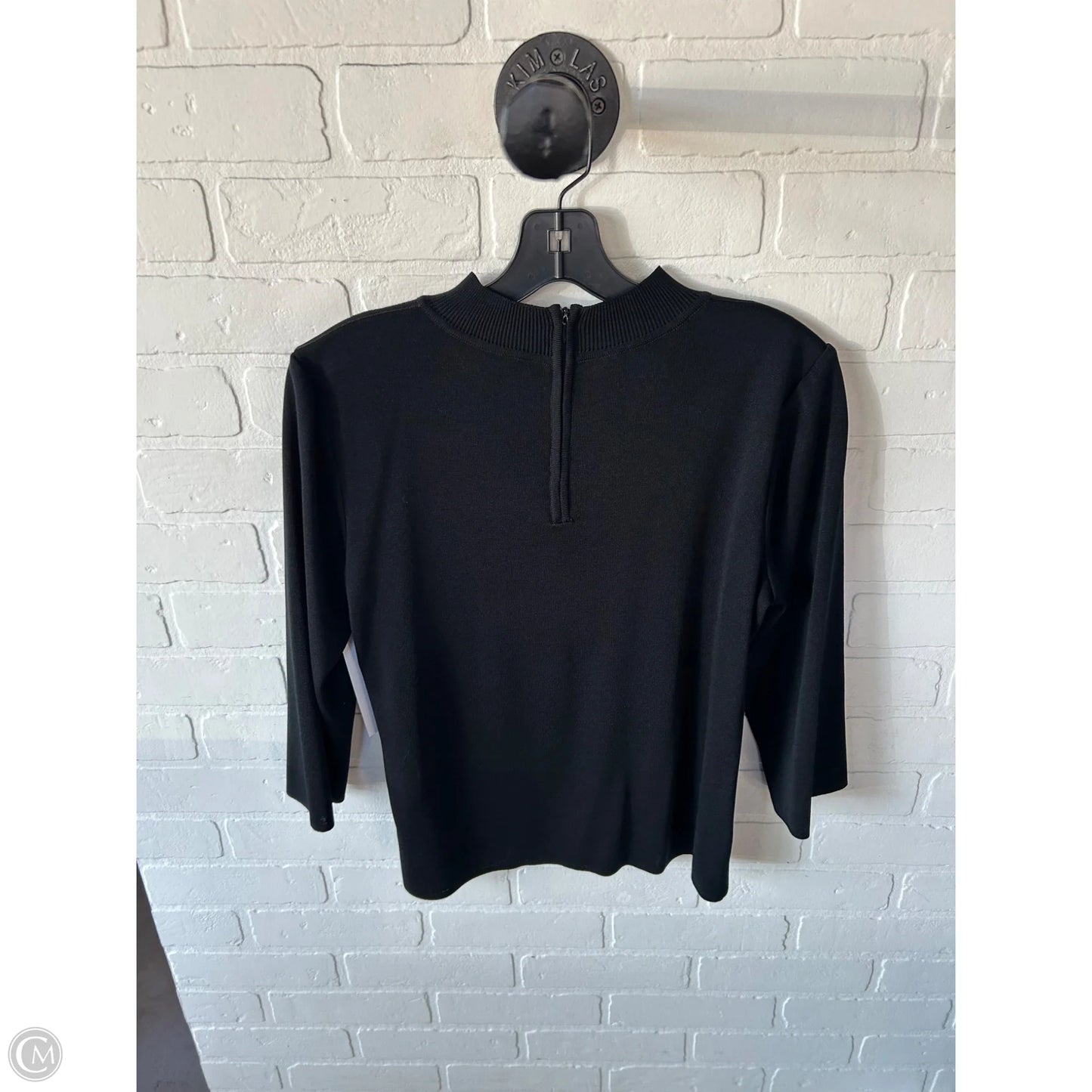 Top 3/4 Sleeve Basic By Ming Wang In Black, Size: M