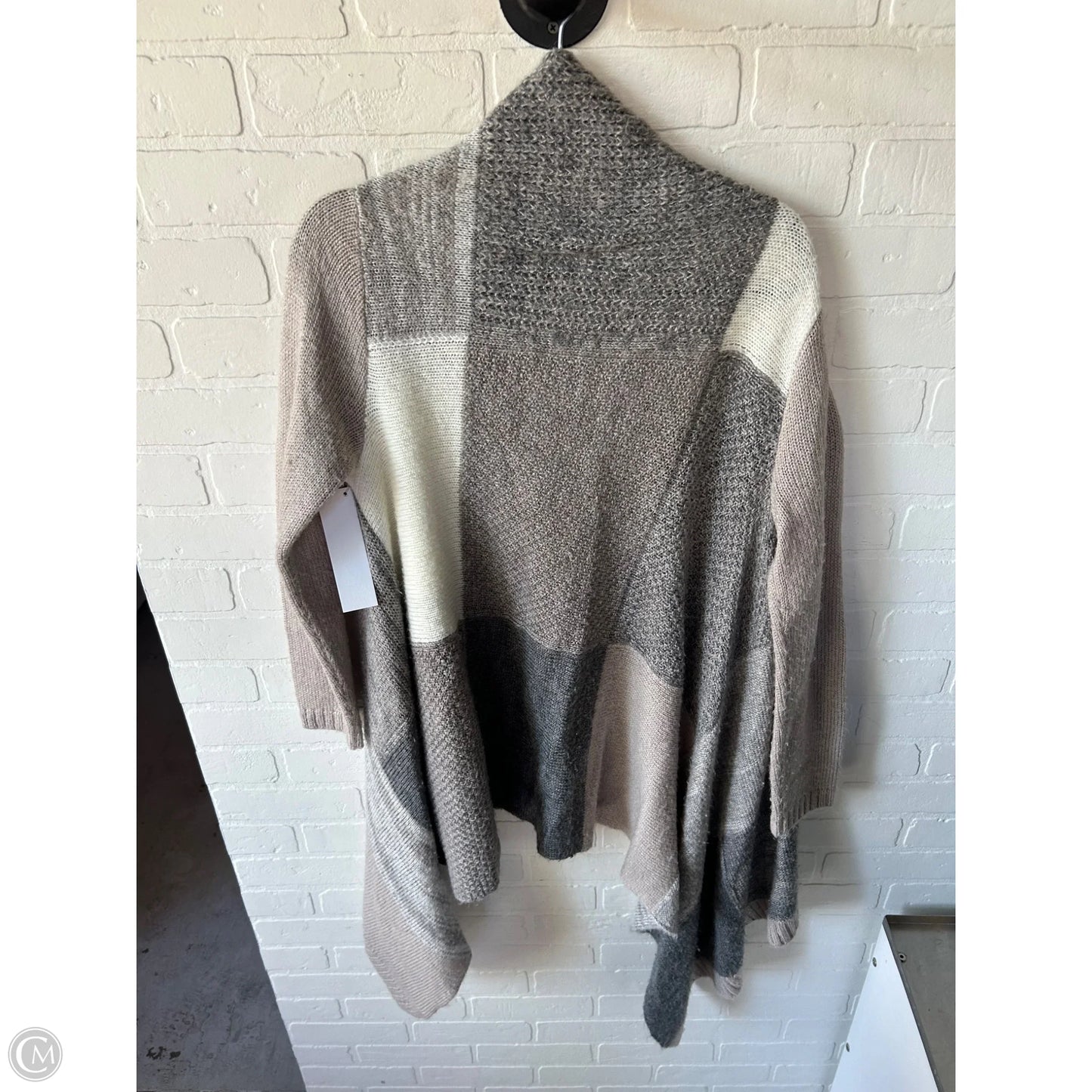 Sweater Cardigan By Chicos In Grey & Tan, Size: M